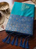Sky Blue Soft Silk Saree With Blouse Piece