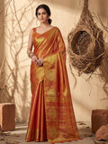 Rust Tissue Silk Saree With Blouse Piece