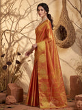 Rust Tissue Silk Saree With Blouse Piece