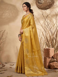 Yellow Tissue Silk Saree With Blouse Piece
