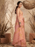 Pink Tissue Silk Saree With Blouse Piece