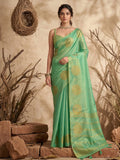 Green Tissue Silk Saree With Blouse Piece