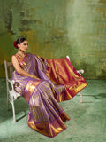 Lavender Silk Blend Saree With Blouse Piece