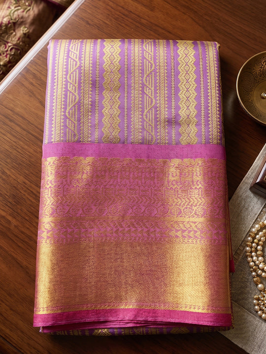 Lavender Silk Blend Saree With Blouse Piece