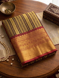 Brown Silk Blend Saree With Blouse Piece