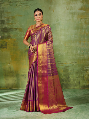 LIGHT Purple Silk Blend Saree With Blouse Piece