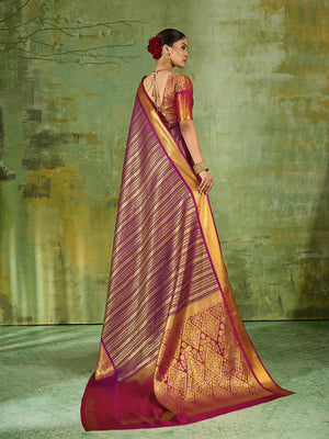 LIGHT Purple Silk Blend Saree With Blouse Piece