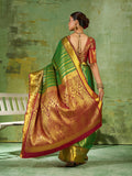 Green Silk Blend Saree With Blouse Piece