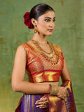 Royal Blue Silk Blend Saree With Blouse Piece