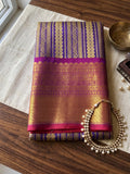 Royal Blue Silk Blend Saree With Blouse Piece