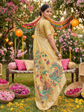 Yellow Linen Cotton Saree With Blouse Piece