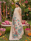 Cream Linen Cotton Saree With Blouse Piece