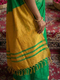 Green Cotton Saree With Blouse Piece