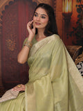 Mhendi Green Organza Saree With Blouse Piece