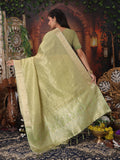 Mhendi Green Organza Saree With Blouse Piece