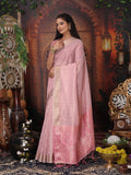 Light Pink Organza Saree With Blouse Piece