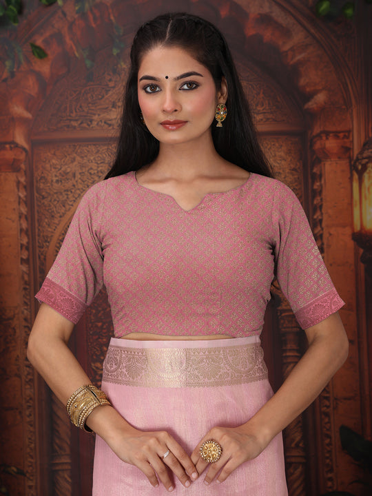 Light Pink Organza Saree With Blouse Piece