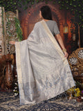 Gray Organza Saree With Blouse Piece