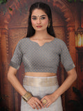 Gray Organza Saree With Blouse Piece