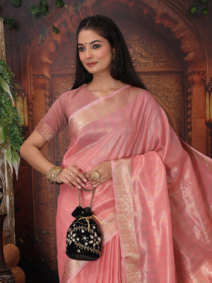 Pink Organza Saree With Blouse Piece