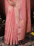 Pink Organza Saree With Blouse Piece