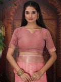 Pink Organza Saree With Blouse Piece