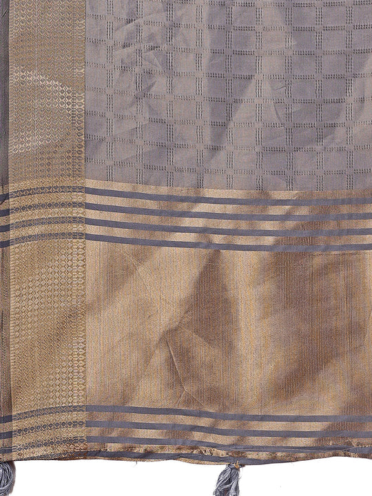 Grey Organza Saree With Blouse Piece