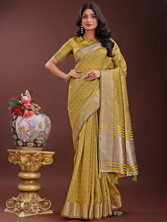 Mustrad Organza Saree With Blouse Piece