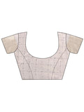 Cream CASUAL CHECKS Organza Saree with Blouse Piece