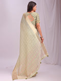 Light Green CASUAL CHECKS Organza Saree with Blouse Piece