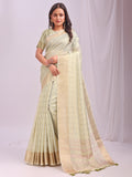 Light Green CASUAL CHECKS Organza Saree with Blouse Piece