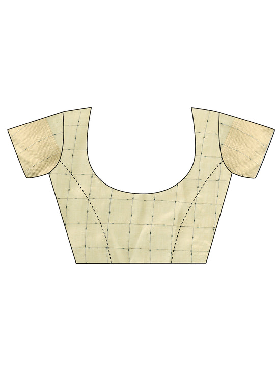 Light Green CASUAL CHECKS Organza Saree with Blouse Piece