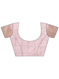 Peach CASUAL CHECKS Organza Saree with Blouse Piece