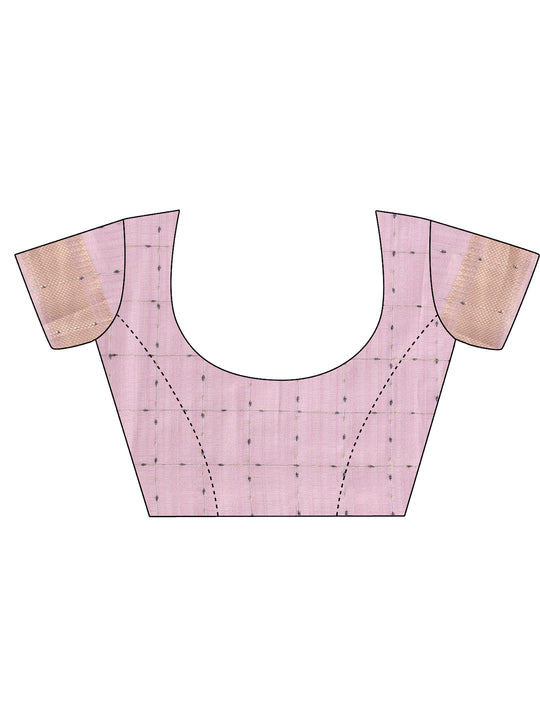 Light Pink CASUAL CHECKS Organza Saree with Blouse Piece