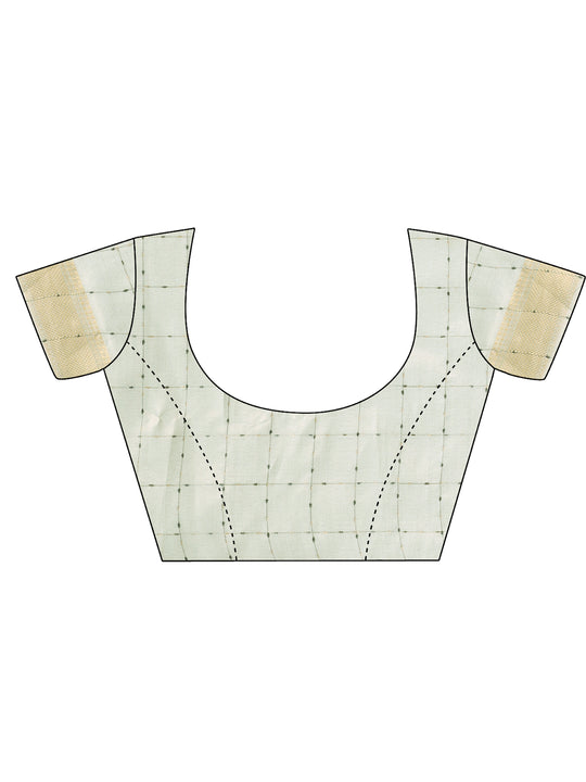 Sky Blue CASUAL CHECKS Organza Saree with Blouse Piece