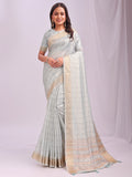 Sky Blue CASUAL CHECKS Organza Saree with Blouse Piece