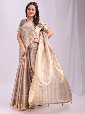 Peach CHICAGO Organza Saree with Blouse Piece