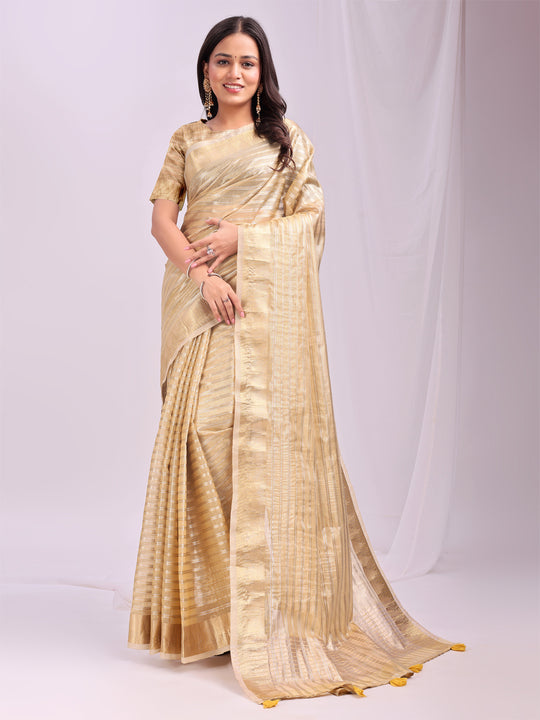 Gold CHICAGO Organza Saree with Blouse Piece