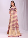 Purple FOSHAN Organza Saree with Blouse Piece