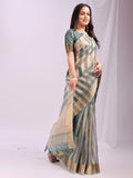 Green FOSHAN Organza Saree with Blouse Piece