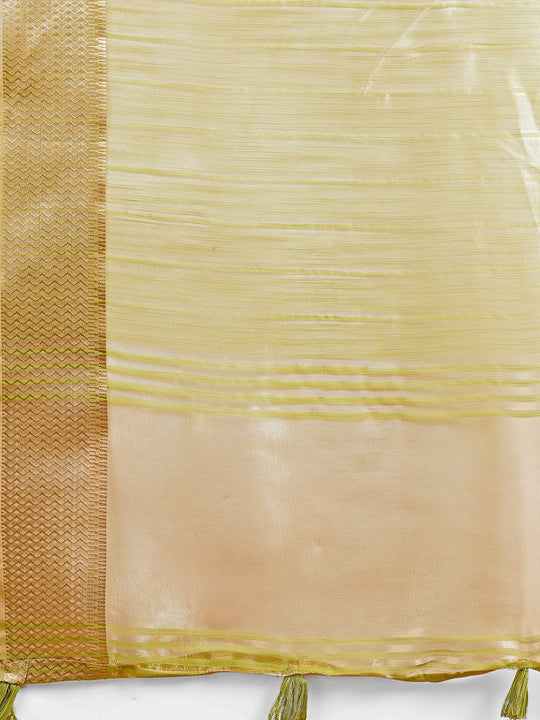 Yellow Organza Saree With Blouse Piece