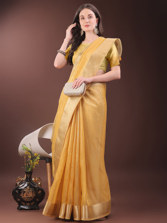 Mustrad Organza Saree With Blouse Piece