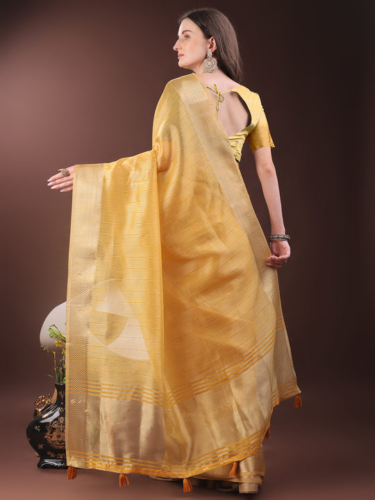 Mustrad Organza Saree With Blouse Piece