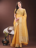 Mustrad Organza Saree With Blouse Piece