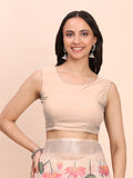 Peach COTTON CRUSH Linen Cotton Saree with Blouse Piece