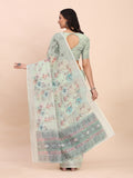 Light Green COTTON CRUSH Linen Cotton Saree with Blouse Piece