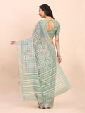 Light Green COTTON CRUSH Linen Cotton Saree with Blouse Piece