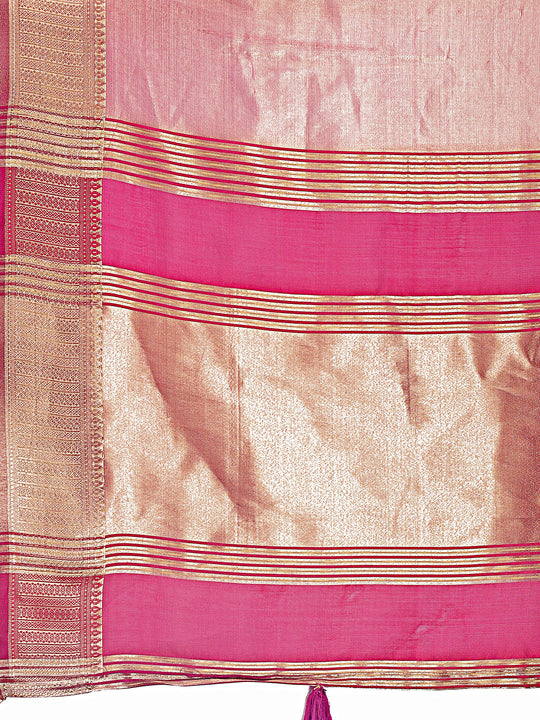 Light Pink Organza Saree With Blouse Piece