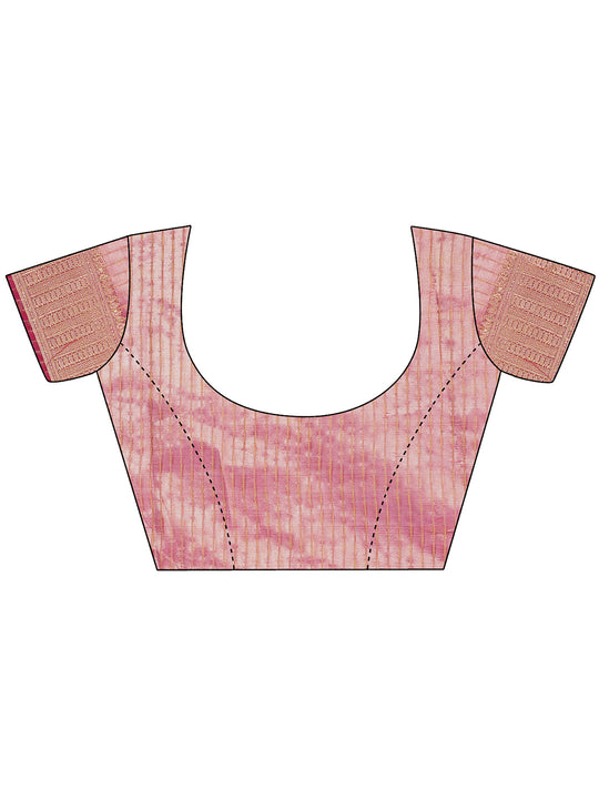 Light Pink Organza Saree With Blouse Piece