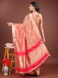 Orange Organza Saree With Blouse Piece